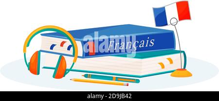 French learning flat concept vector illustration Stock Vector