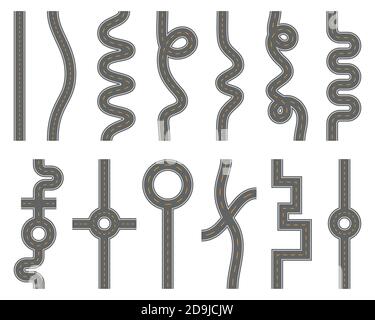 Elements of the road. Set. Vector illustration on white isolated background Stock Vector