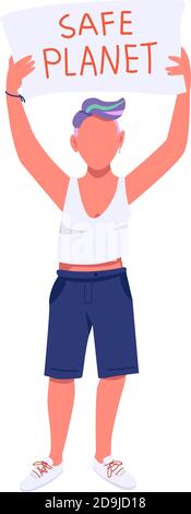 Eco activist flat color vector faceless character Stock Vector