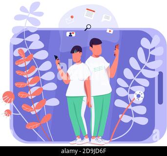Virtual communication flat concept vector illustration Stock Vector