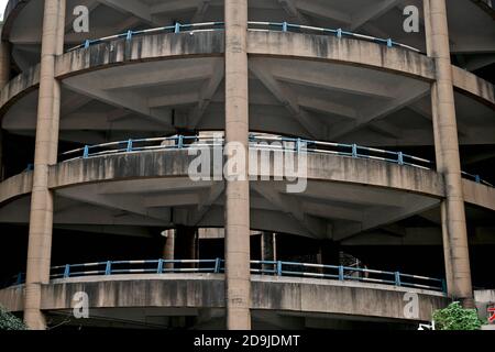 Aerial view of the 5-layer spiral road in a community in Chongqing, China, 21 October 2020. Stock Photo