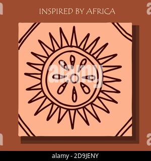 African background, flyer with tribal traditional pattern. Stock Vector