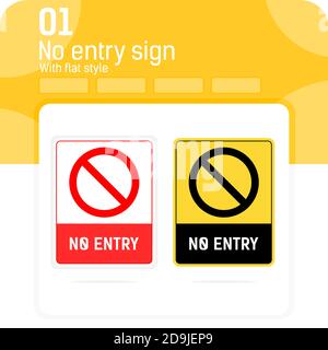 Stop, no entry sign with flat style style isolated on white background. flat vector illustration no entry sign symbol concept for web design, ui, ux Stock Vector