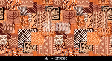 ETHNIC TREND PATTERN. PAINTWORK IN AFRICAN STYLE. PATTERN SEAMLESS AFRICAN. TRADITIONAL PATTERN. PRIMITIVE MINIMAL HAND DRAWINGS. Vector illustration Stock Vector