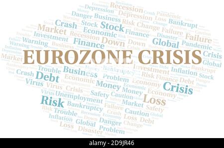 Eurozone Crisis word cloud create with the text only. Stock Vector