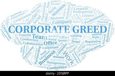 Corporate Greed vector word cloud, made with the text only. Stock Vector