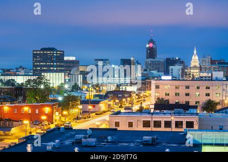 Lansing, Michigan, USA downtown city skyline at twilight. Stock Photo
