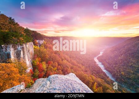 New River Gorge, West Virginia, USA autumn landscape at the Endless Wall. Stock Photo