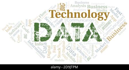 Data vector word cloud, made with the text only. Stock Vector