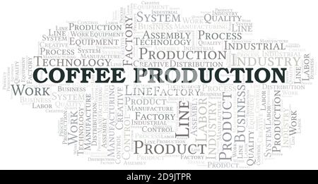 Coffee Production word cloud create with the text only. Stock Vector