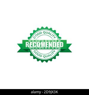 Recomended stamp vector illustration isolated on white background. Good Quality Label, green color. Stock Vector