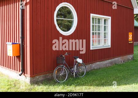 Rural wooden houses of small island. Prangli, Estonia. Stock Photo