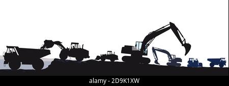 Excavator with bulldozer when loading Stock Vector