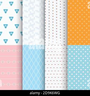 image colorful modern sesamless patterns in set Stock Vector