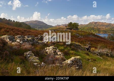Deserted and ruined village of Briaig, Moidart, Lochaber, Highland, Scotland.  On the Silver Walk. Stock Photo