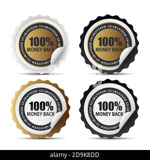 100 Money Back Label Template Sign. Vector Illustration Stock Vector