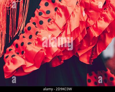 Shot of typical colored Spanish flamenco dress Stock Photo
