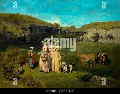 Young Ladies of the Village by Gustave Courbet, 1852 Stock Photo - Alamy