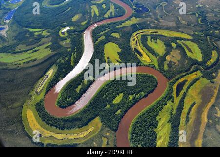 USA/CANADA - 08 June 2017 - As part of the Arctic Boreal Vulnerability Experiment (ABoVE), NASA scientists are flying over Alaska and Canada, measurin Stock Photo