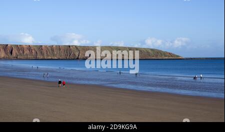 Filey beach on a sunny day in November Stock Photo