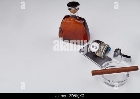 Top view luxury things as a symbol of success. Stock Photo