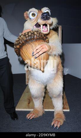 Scrat, the first character for Ice Age Live! A Mammoth Adventure is unveiled to the public, BFI IMAX, London. 25th April 2012 © Paul Treadway Stock Photo