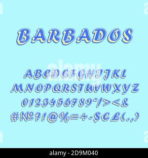 Barbados vintage 3d vector alphabet set Stock Vector