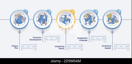 Creative writing elements vector infographic template Stock Vector