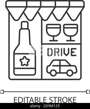 Drive through liquor store linear icon Stock Vector