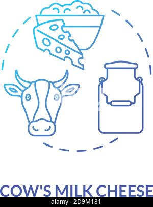Cow milk cheese production blue gradient concept icon Stock Vector