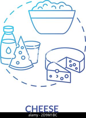 Cheese production blue gradient concept icon Stock Vector
