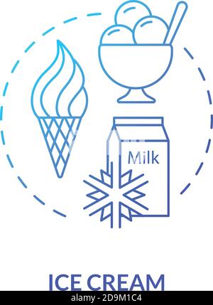Ice cream blue gradient concept icon Stock Vector