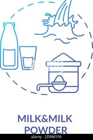 Milk and milk powder blue gradient concept icon Stock Vector