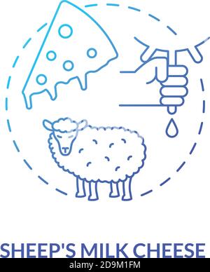 Sheep milk cheese blue gradient concept icon Stock Vector