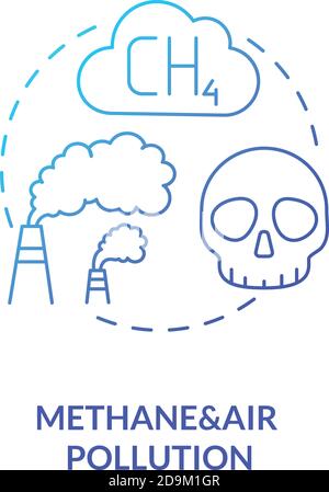 Methane and air pollution blue gradient concept icon Stock Vector