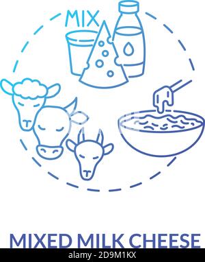 Mixed milk cheese blue gradient concept icon Stock Vector