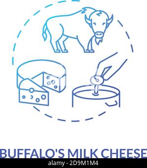 Buffalo milk cheese blue gradient concept icon Stock Vector