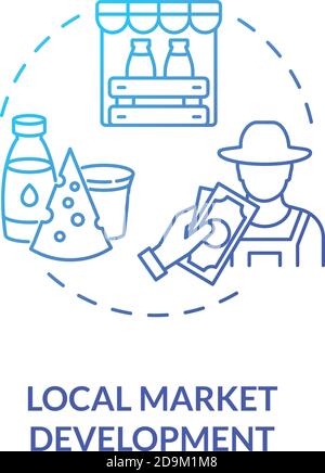 Local market development blue gradient concept icon Stock Vector