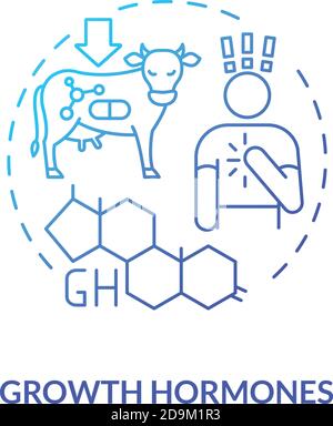 Growth hormones blue gradient concept icon Stock Vector