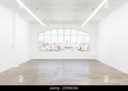 Los Angeles view from a white cube art gallery Stock Photo