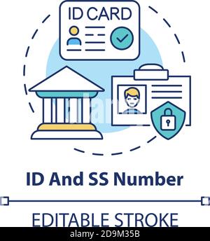 ID and SS number concept icon Stock Vector