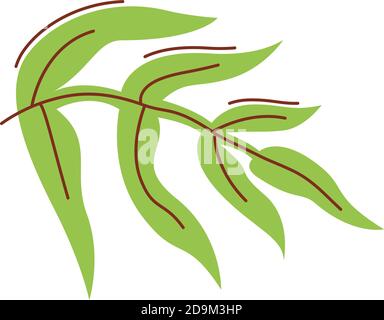 Green leaves flat vector abstract element Stock Vector