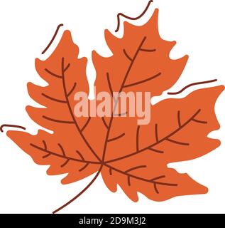 Dried brown leaf flat vector abstract element Stock Vector