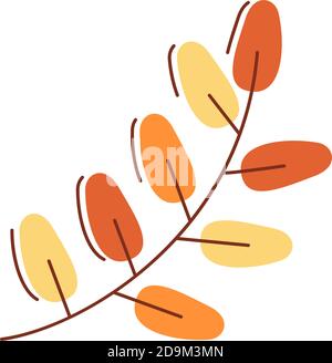 Dried golden and orange leaf flat vector abstract element Stock Vector