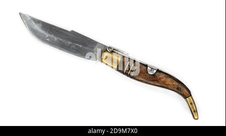 folding knife on white background Stock Photo