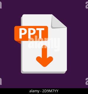 Vector orange icon PPTx. File format extensions icon. flat design style. Stock Vector