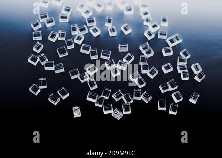 abstract plastic parallelepipedic shapes on a dark background Stock Photo