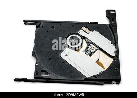 Disassembled optical CD-ROM drive in black Stock Photo