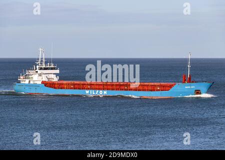 Wilson Shipping Wilson general cargo vessel WILSON LEITH on the river Elbe. Wilson ASA ...