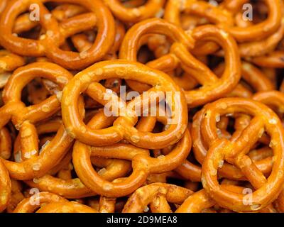 Salted pretzels in a close-up Stock Photo